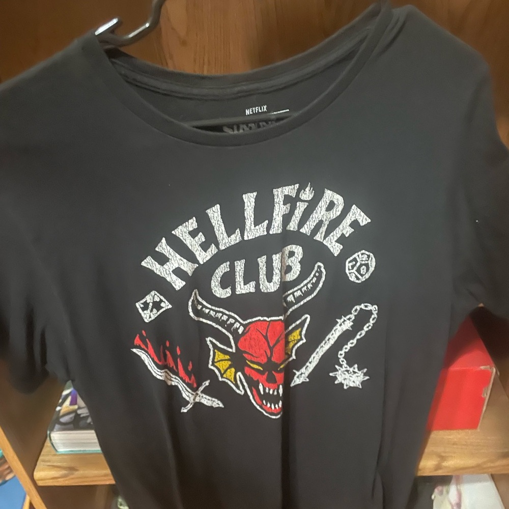 Black Graphic T-Shirt with Hellfire Club Design